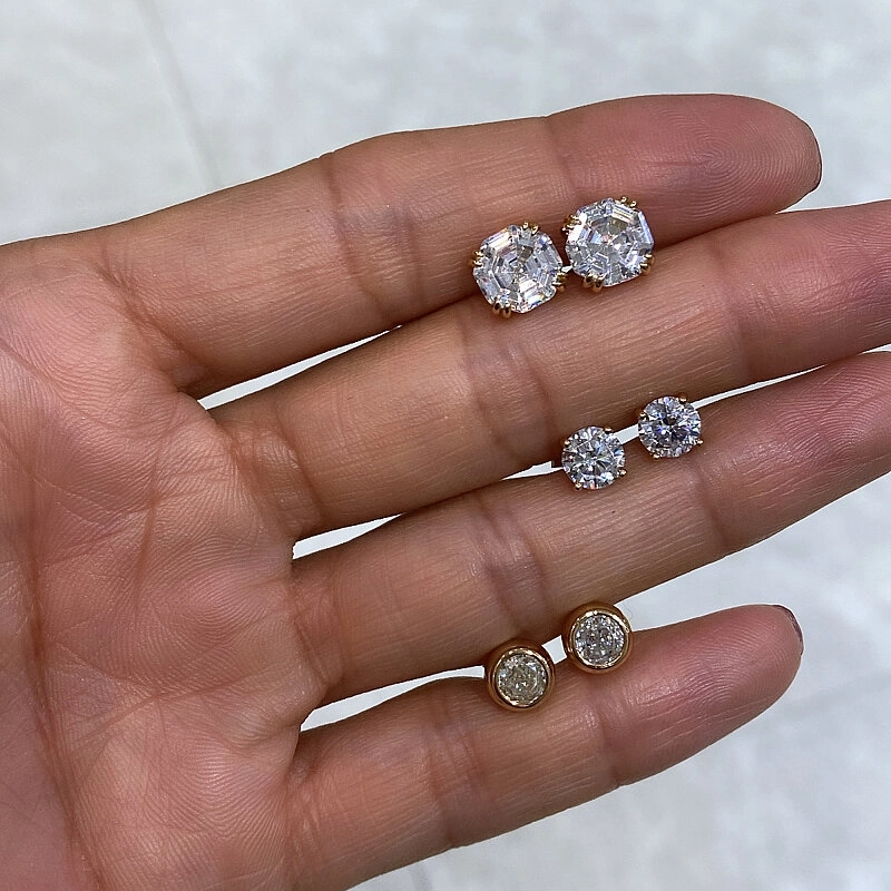 0.84 Karat Tek Taş Küpe - 3
