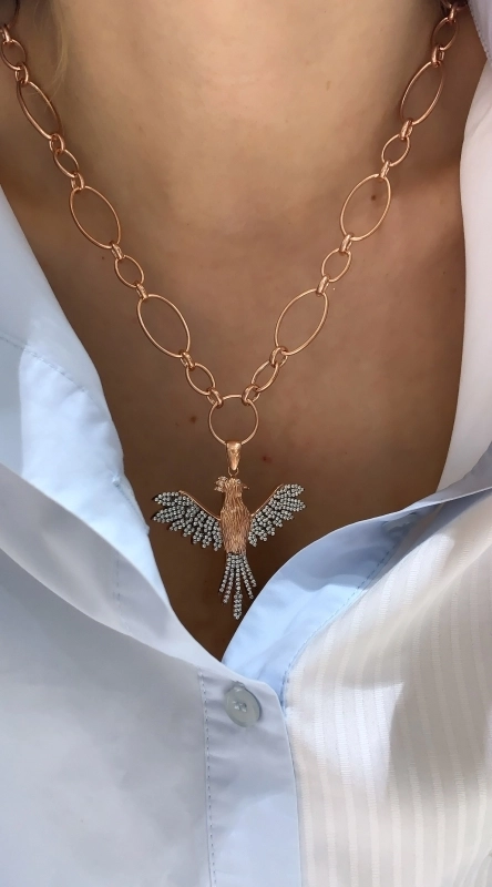 Anka Kuşu Kolye - Rose Renk - 2