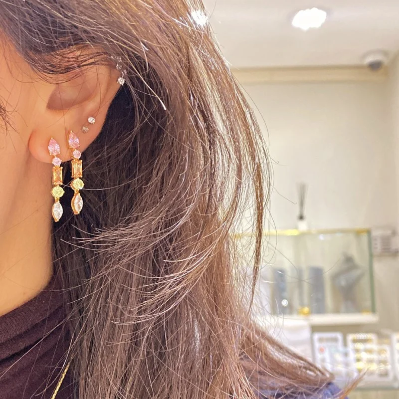 Asimetrik Renkli Küpe - 2