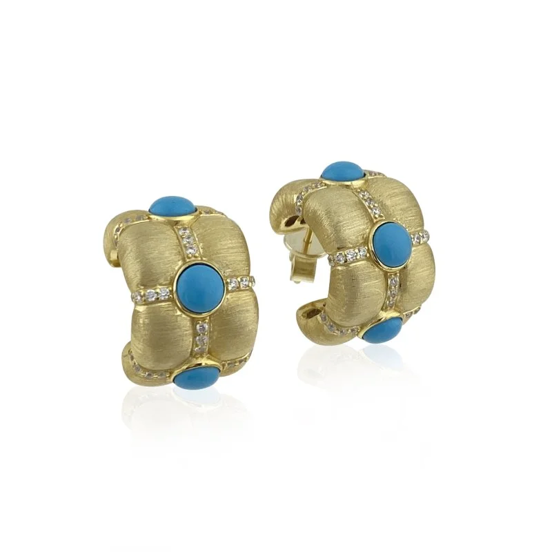 Belmond Turkuaz Taşlı Halka Küpe - 1