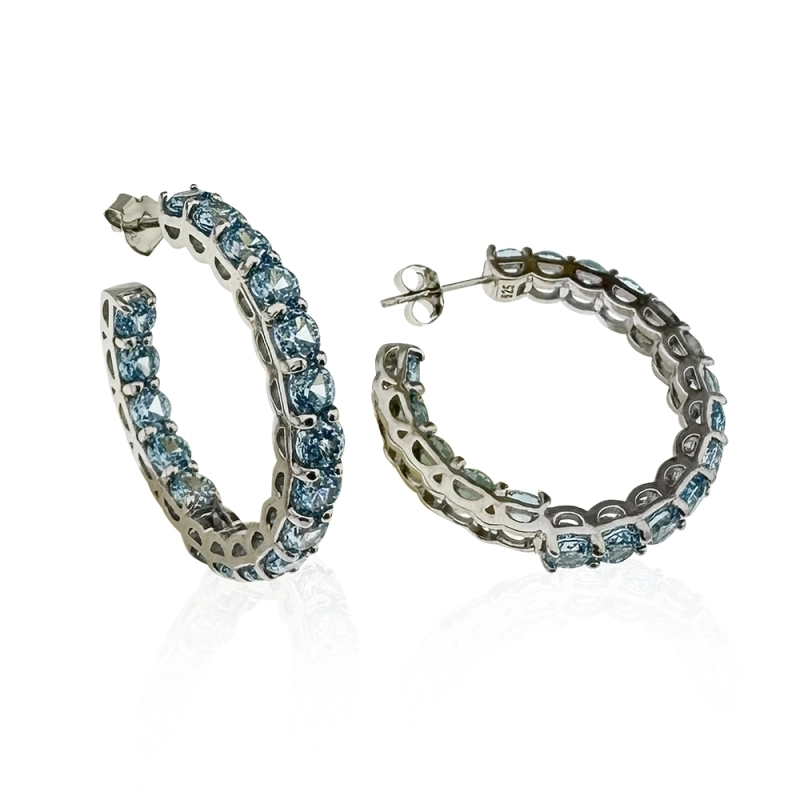 Blue Topaz Halka Küpe - 3