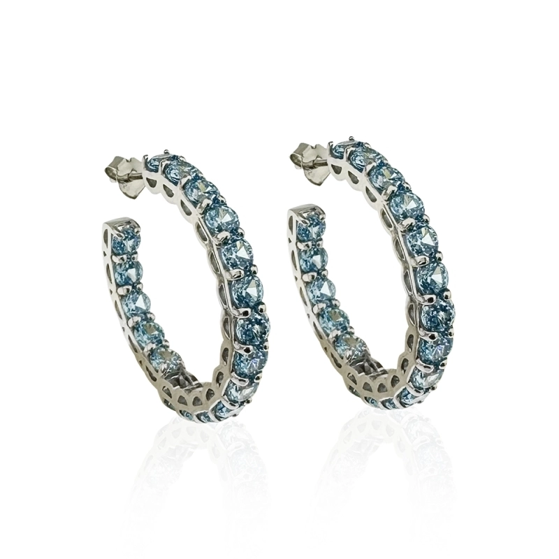Blue Topaz Halka Küpe - 1