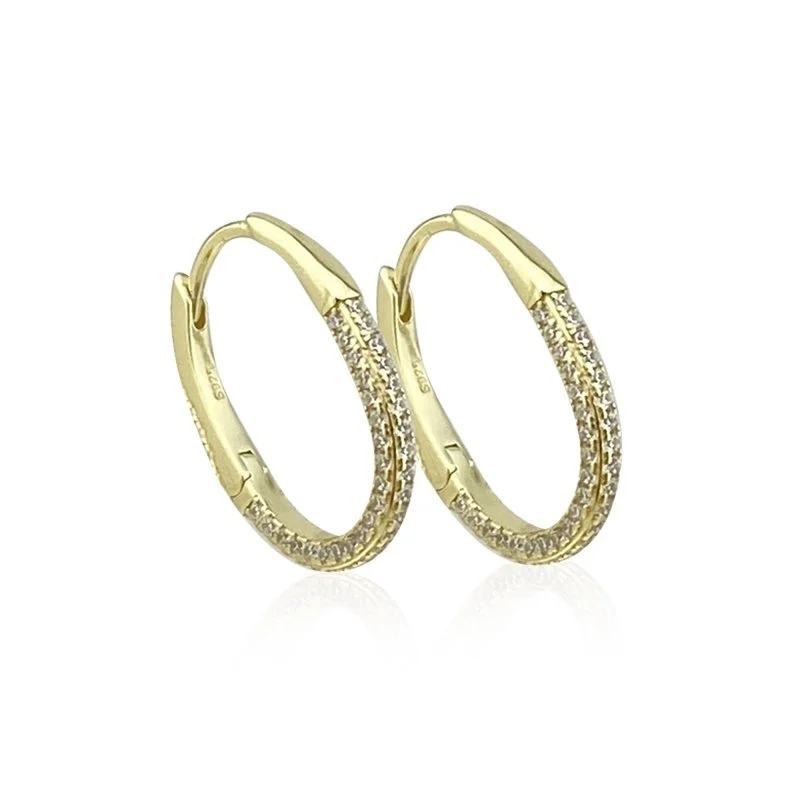 Carla Oval Taşlı Halka Küpe - 2