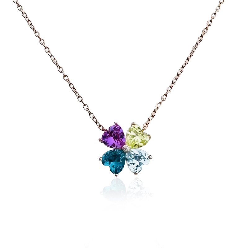 Multi Color Gold Stone Necklace - South India Jewels