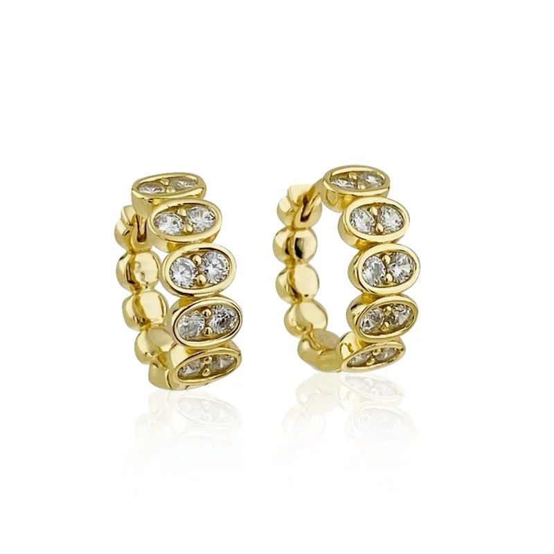 Daisy Oval Taş Halka Küpe - 1