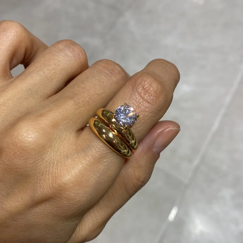 İkili Tek Taş Yüzük - 2