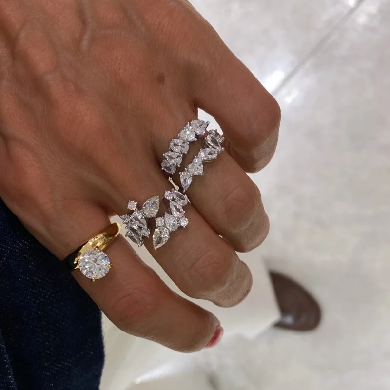 İkili Tek Taş Yüzük - 3