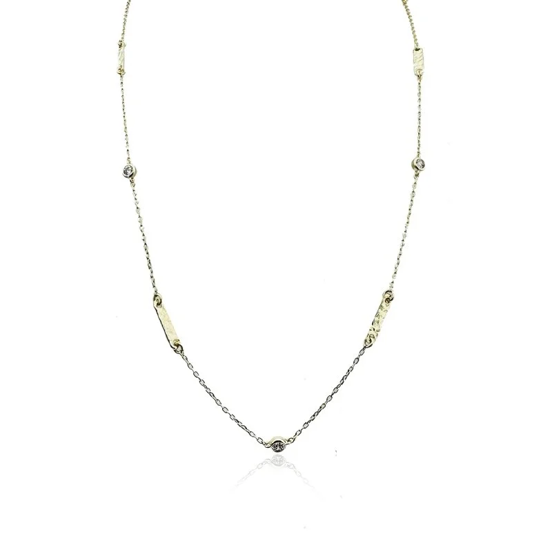 İnce Çubuklu Taşlı Kolye - 60 cm - 1