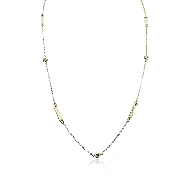 İnce Çubuklu Taşlı Kolye - 60 cm - 1