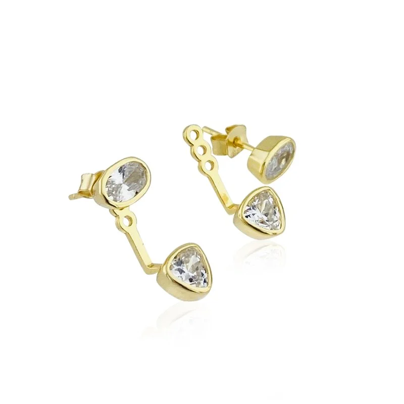 İtalyan Asimetrik Taşlı Küpe - 3