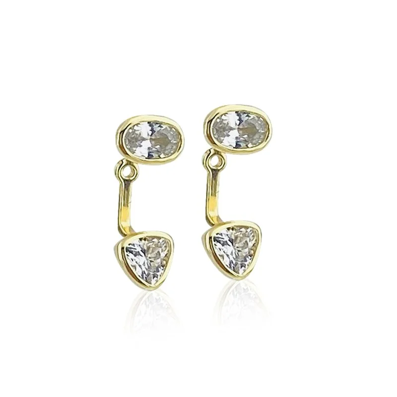 İtalyan Asimetrik Taşlı Küpe - 1