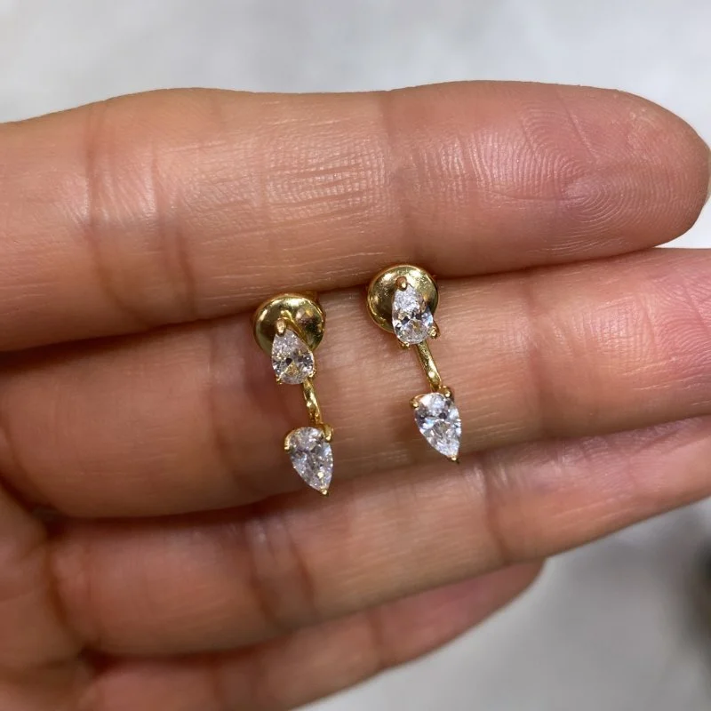 İtalyan Damla Taşlı Küpe - 2