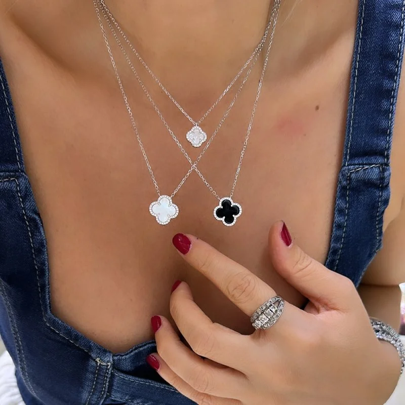 İtalyan Sedefli Yonca Kolye - 3