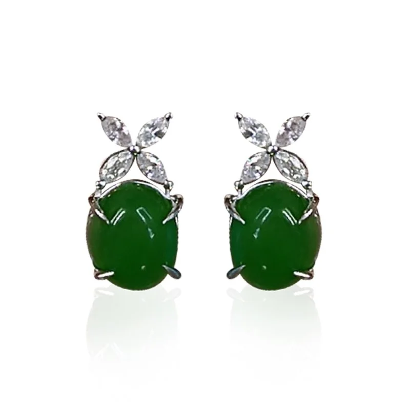 Jade Taşlı Markiz Küpe - 1