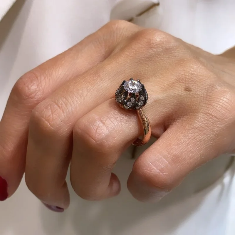 Kaz Ayağı Elmas Montür Yüzük - 3