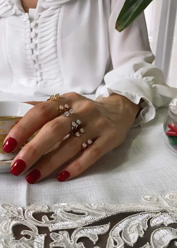 Kendinden İkili Tektaş Montür Yüzük - 2