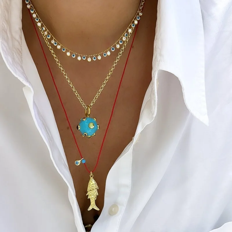 Kırmızı İp Balık Kolye - 2