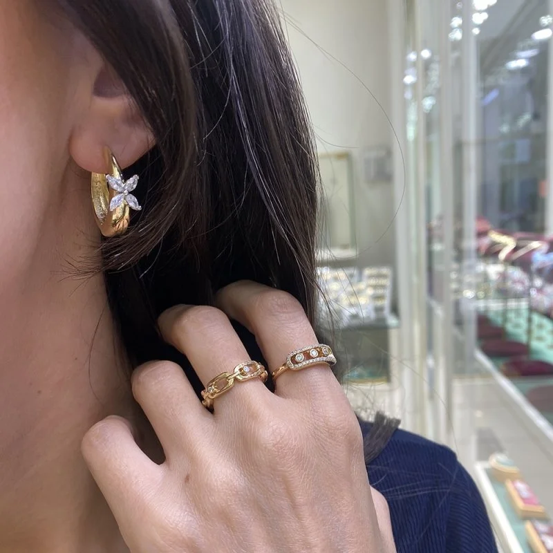 Luzia Taşlı Halka Küpe - 1