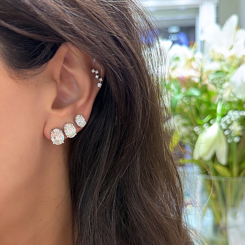 Mozanit Oval Küpe - 3 Karat - by Eda Çetin