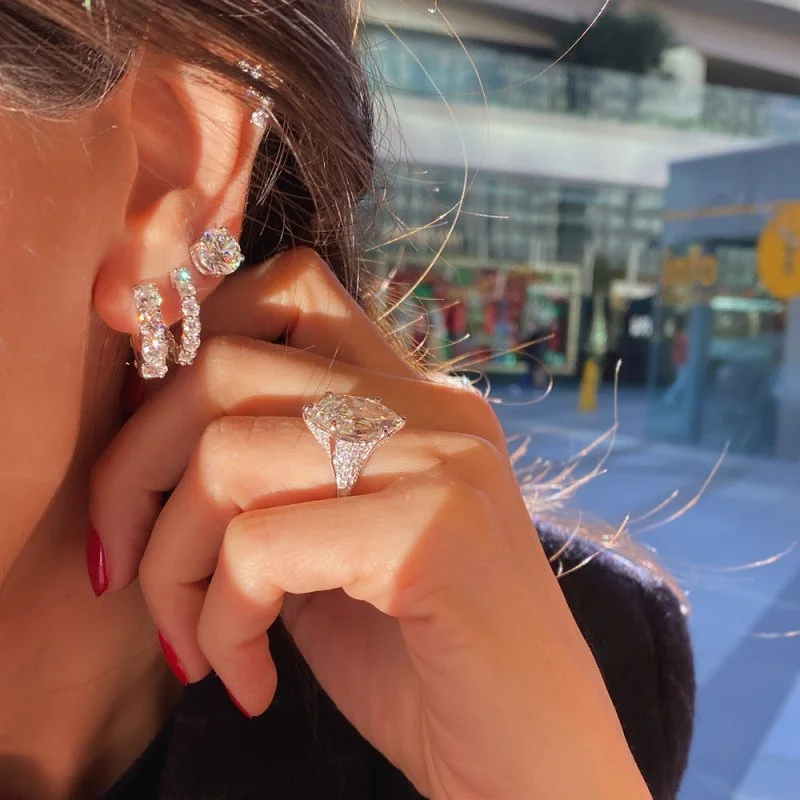 Mozanit İnce Form Halka Küpe - 1 cm Çap - 2