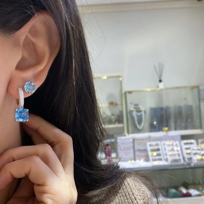 Mozanit Tektaş Küpe - 2 Karat - 2