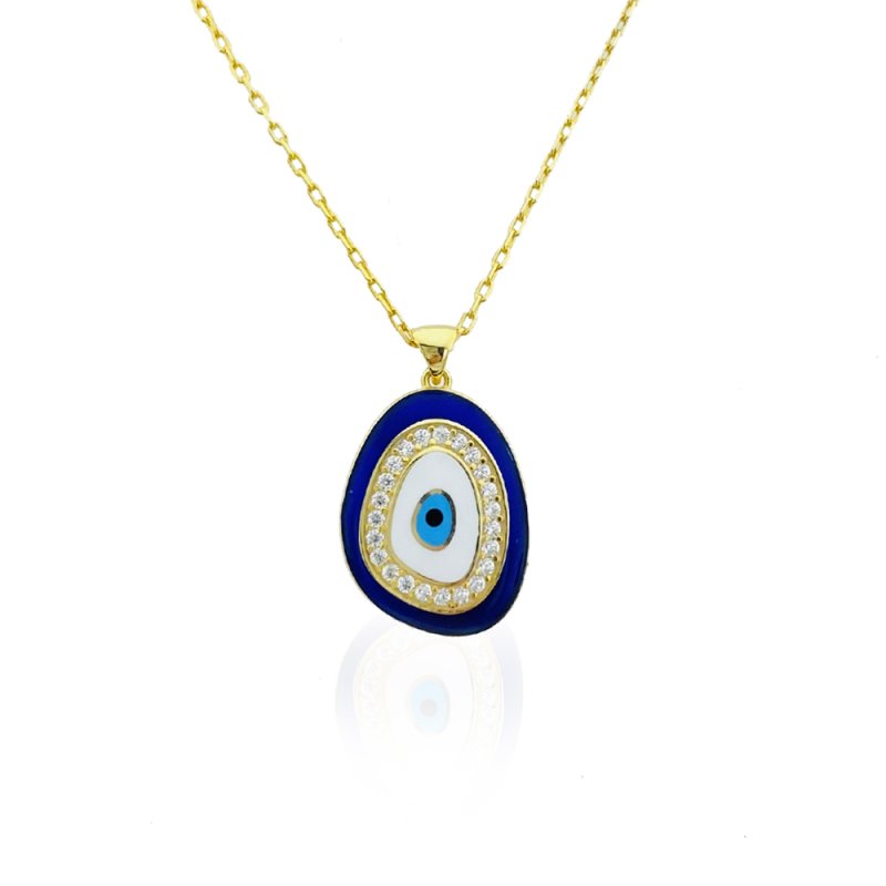 Freshwater Pearl Evil Eye Blue Beaded Necklace – DianaHoDesigns