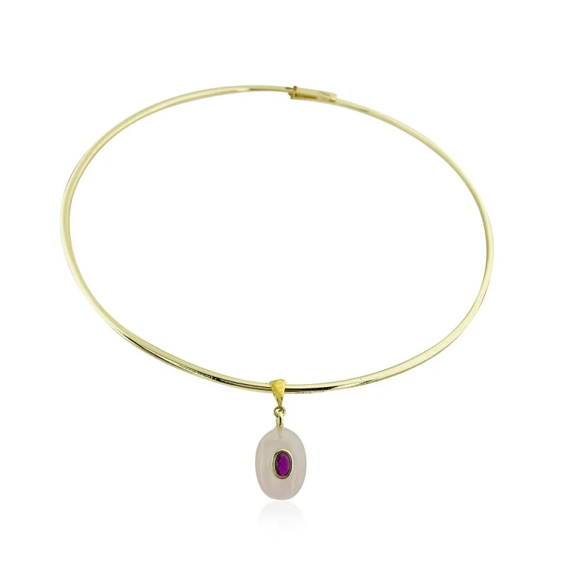 Pembe Kuvars Tasma Kolye - 1