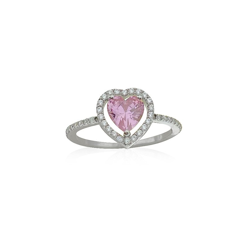Pink Stones Heart Ring