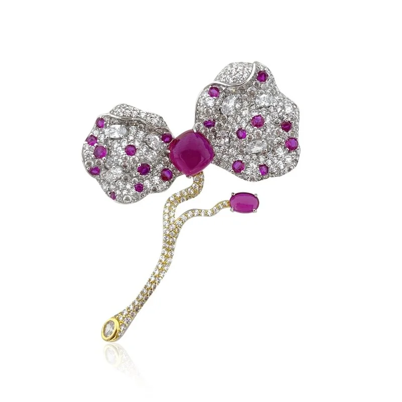 Ruby Moon Orkide Broş - 1