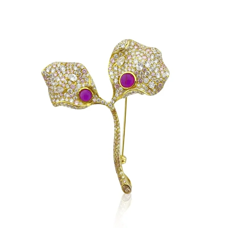 Ruby Orkide Broş - 1