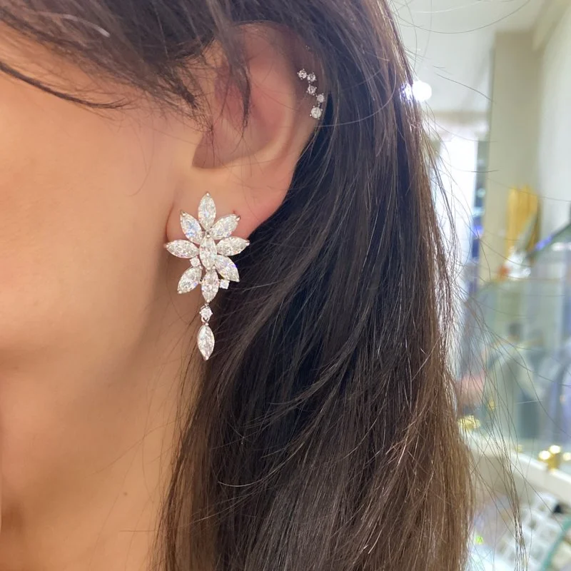 Solene Mozanit Markiz Küpe - Süzme - 3