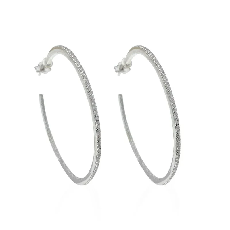 Taşlı Halka Küpe - 4 cm Çap - 1