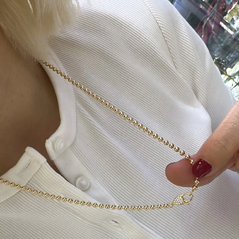 Taşlı Kilit Zincir Kolye - 2