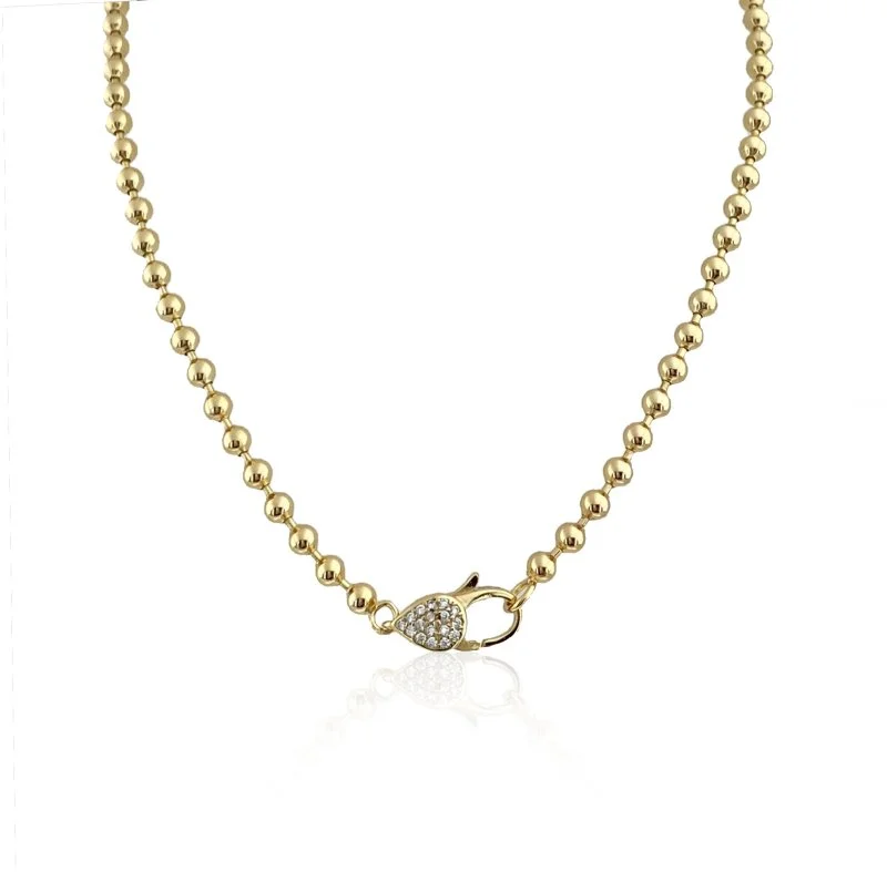 Taşlı Kilit Zincir Kolye - 1