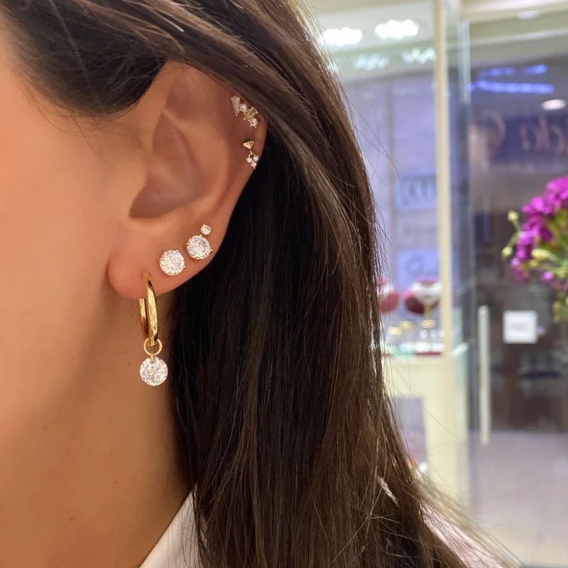 Tek Taş Halka Küpe - 1