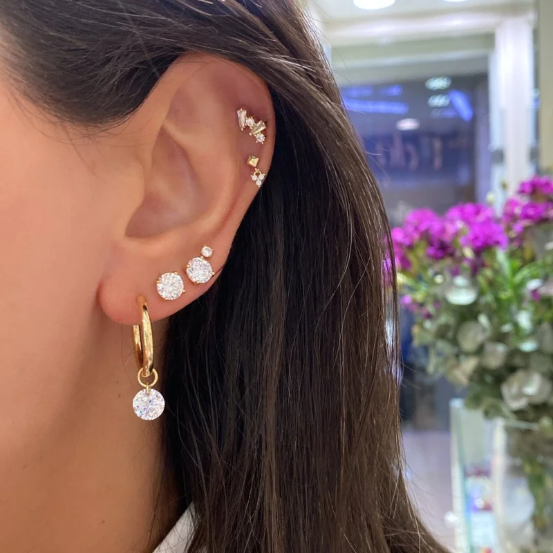 Tek Taş Halka Küpe - 2