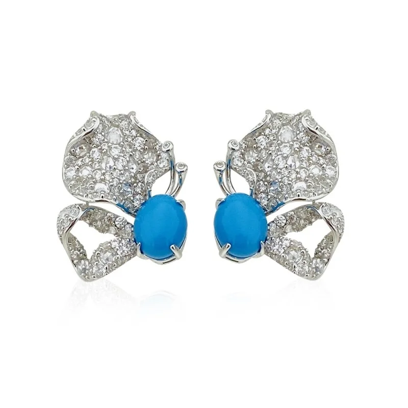 Turkuaz Butterfly Küpe - 3