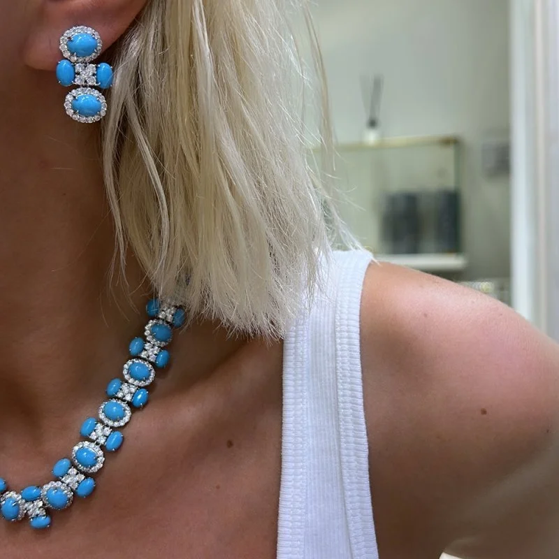 Turkuaz Royal Max Küpe - Tek Sıra - 2